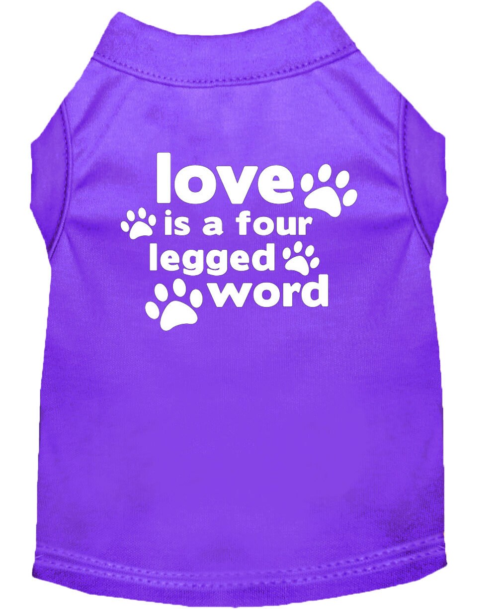Pet Shirt "Love Is A Four Legged Word" Purple
