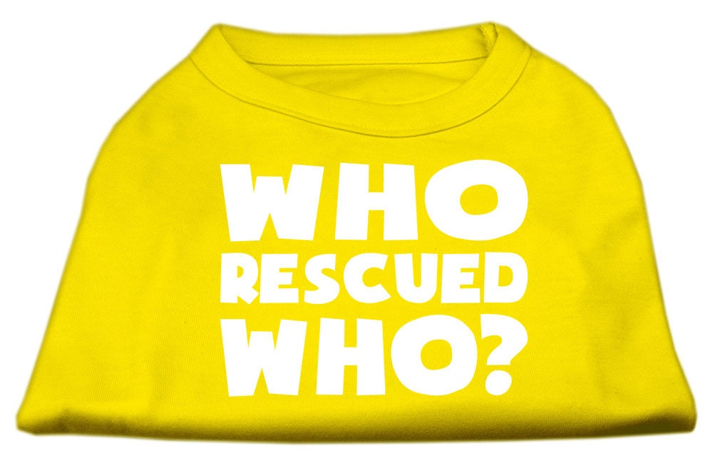 Pet Shirt "Who Rescued Who?" Yellow
