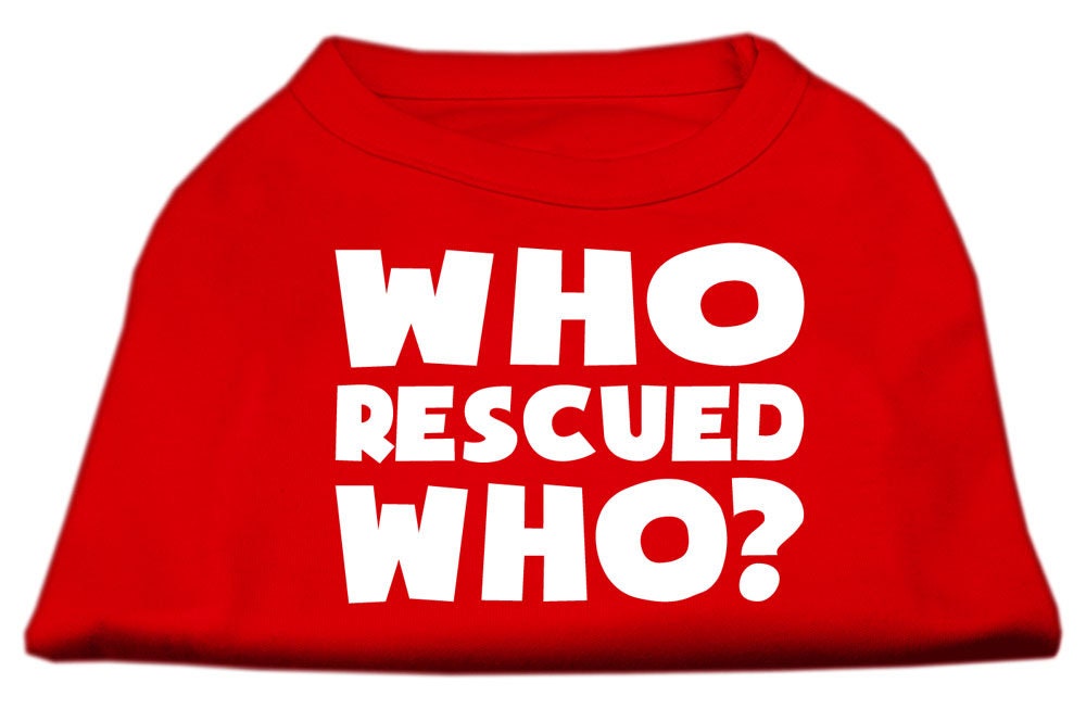 Pet Shirt "Who Rescued Who?" Red
