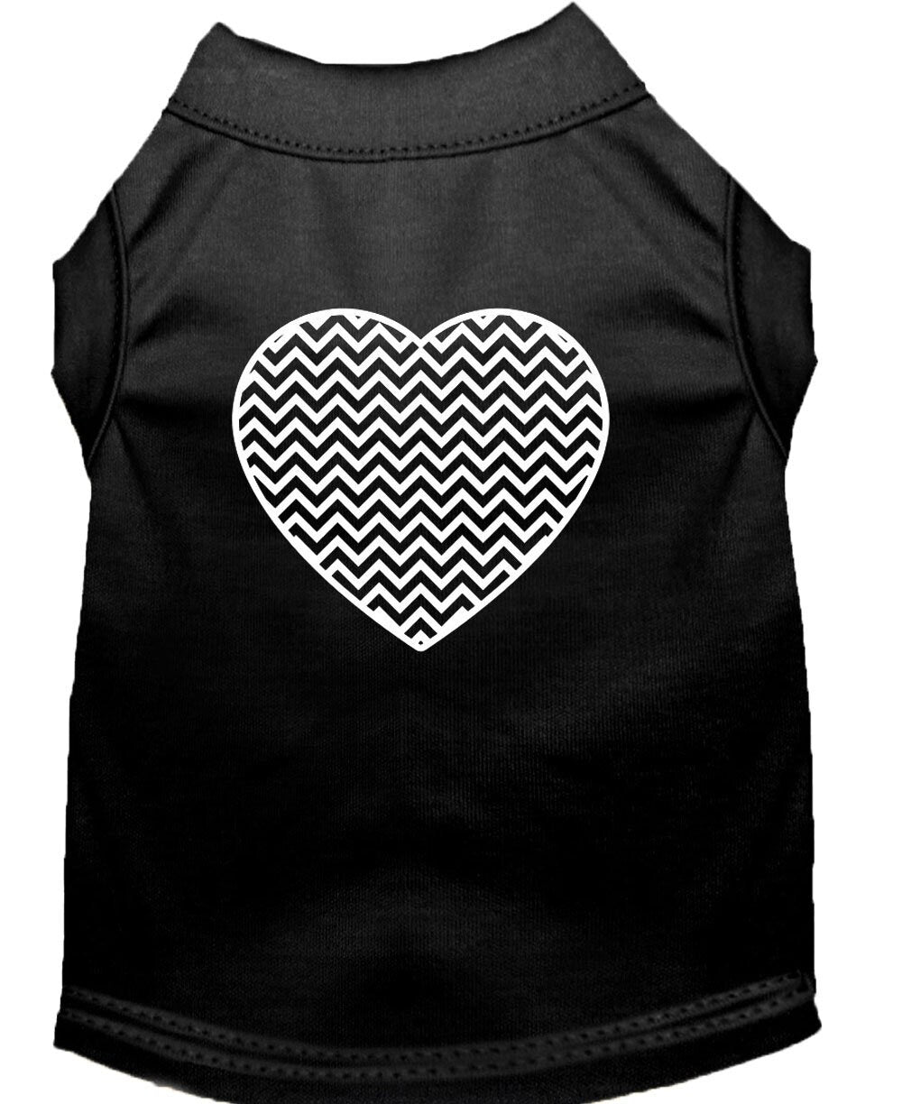 Pet Shirt "Chevron Heart" Black