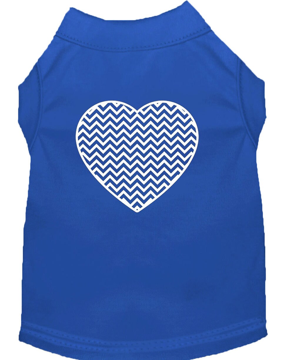 Pet Shirt "Chevron Heart" Blue