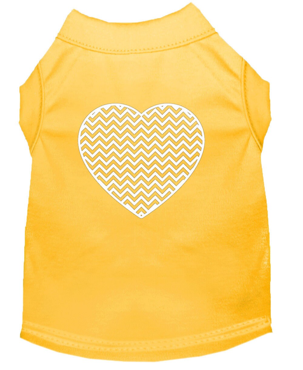 Pet Shirt "Chevron Heart" Yellow
