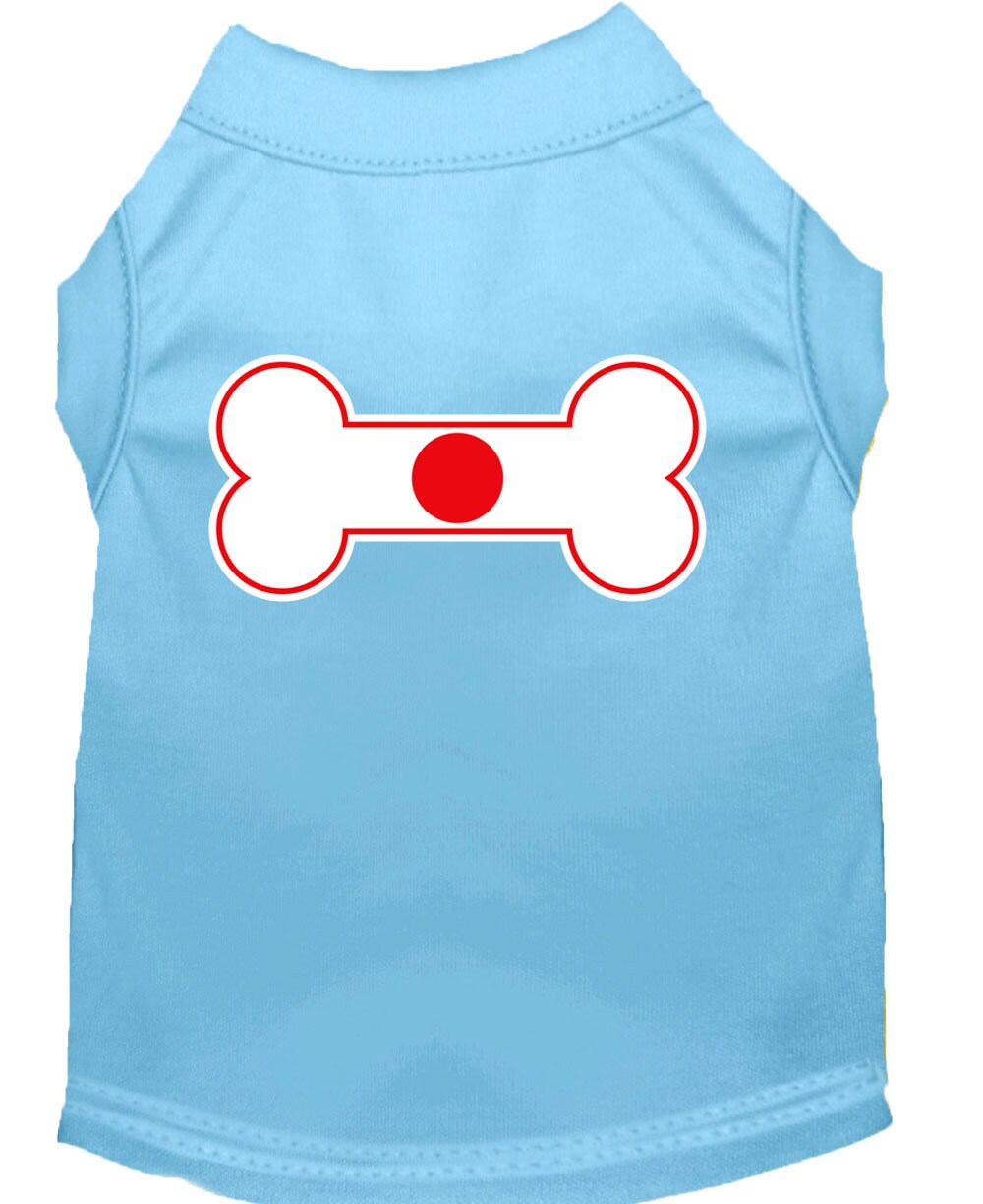 Pet Shirt "Bone Shaped Japan Flag" Baby Blue