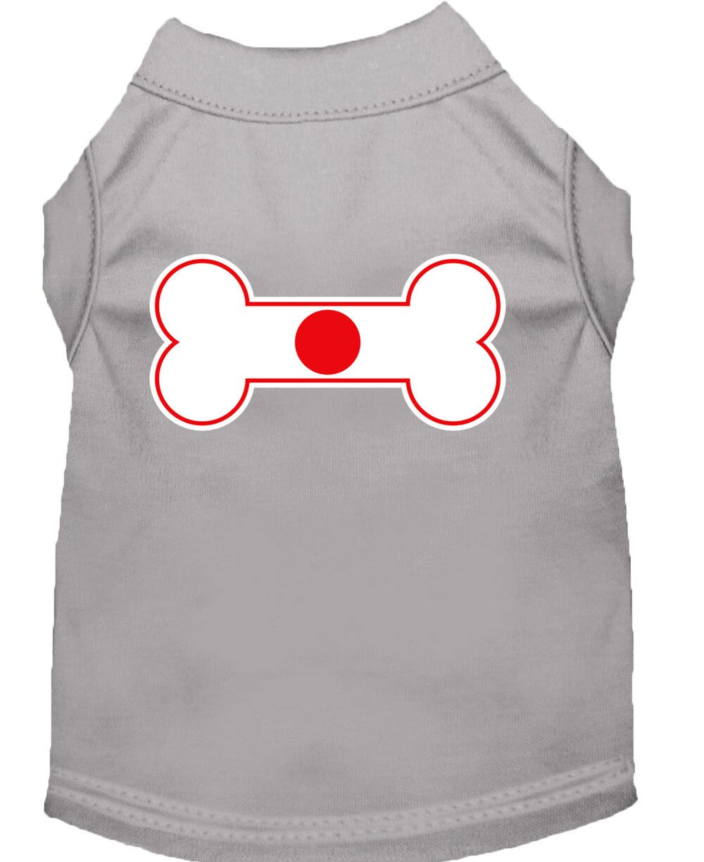 Pet Shirt "Bone Shaped Japan Flag" Gray