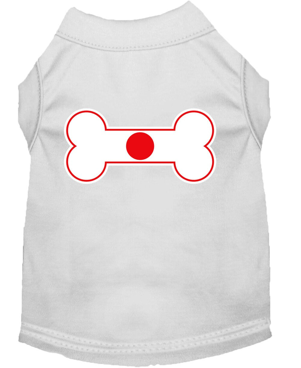 Pet Shirt "Bone Shaped Japan Flag" White