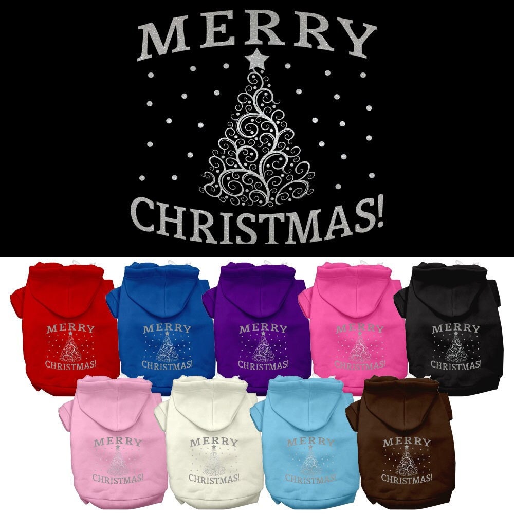 Christmas Pet Hoodie Screen Printed, "Shimmer Christmas Tree"