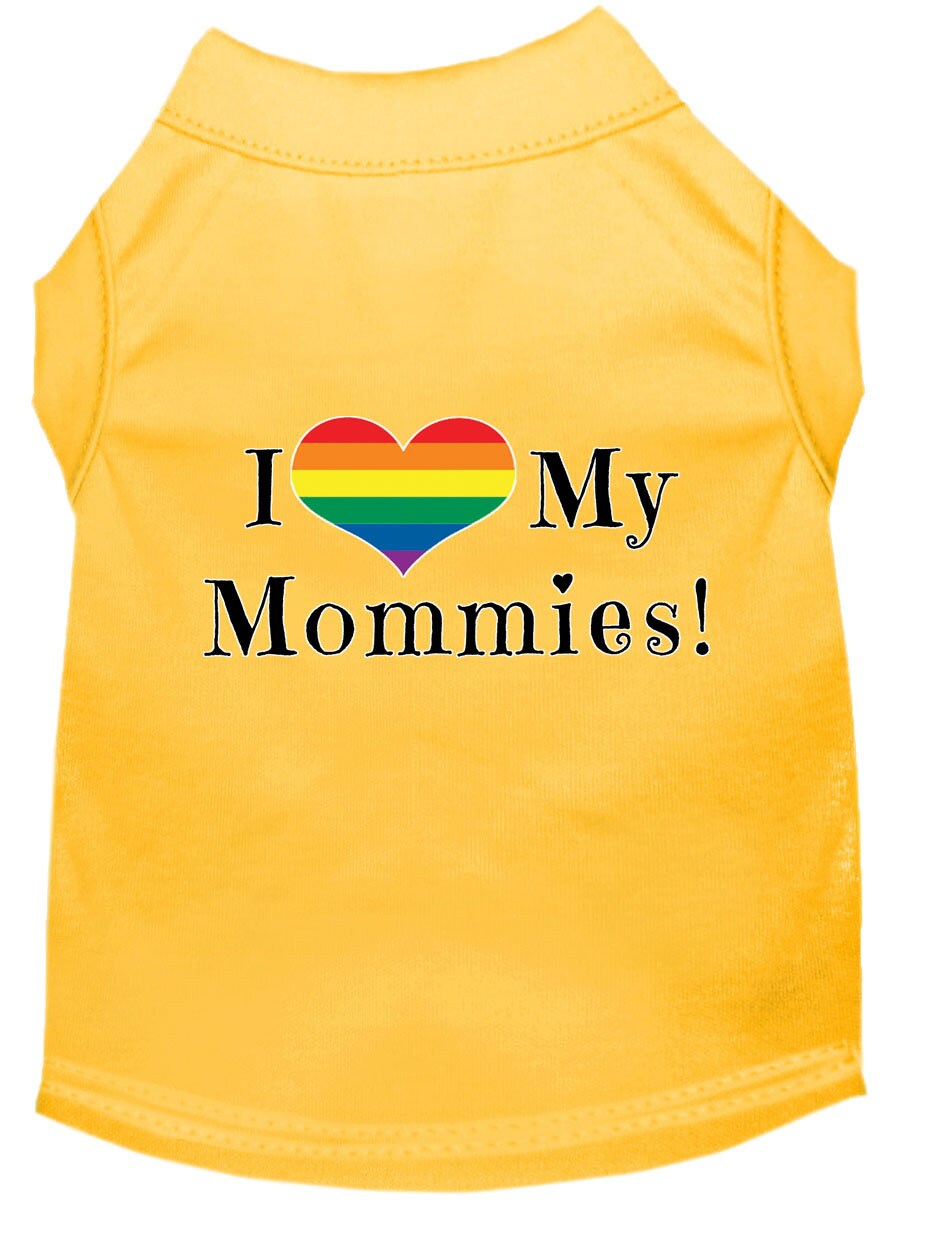 Pet Shirt "I Heart My Mommies" Yellow