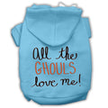Halloween Pet Hoodie "All The Ghouls Love Me" Baby Blue