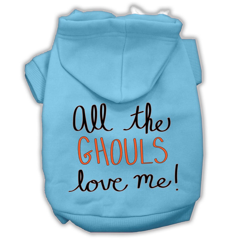Halloween Pet Hoodie "All The Ghouls Love Me" Baby Blue