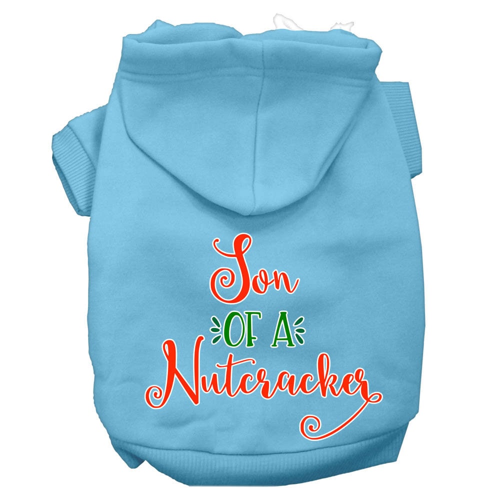 Christmas Pet Hoodie Screen Printed, "Son Of A Nutcracker" Baby Blue