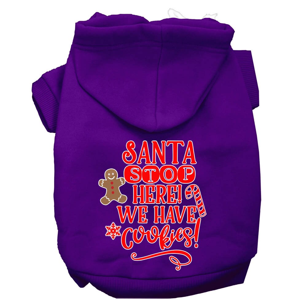Christmas Pet Hoodie Screen Printed, "Santa Stop Here, We Have Cookies"