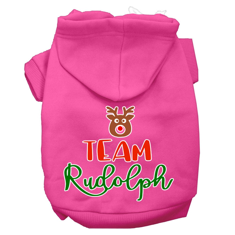 Christmas Pet Hoodie Screen Printed, "Team Rudolph"
