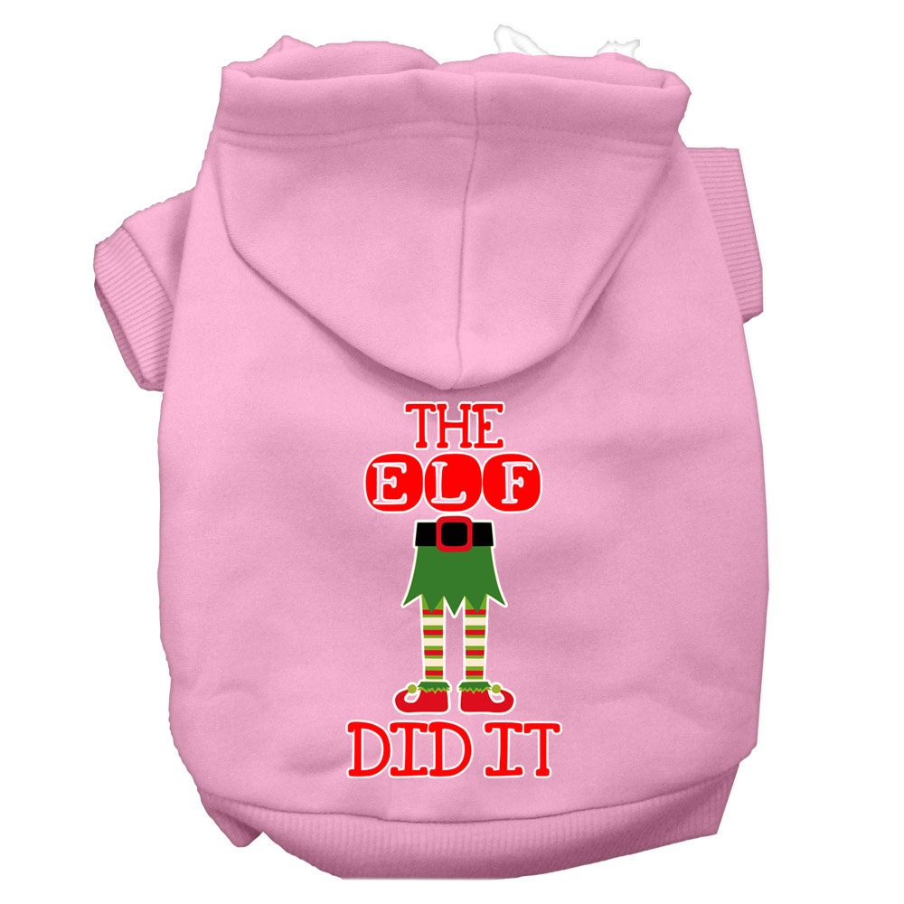 Christmas Pet Hoodie Screen Printed, "The Elf Did It"