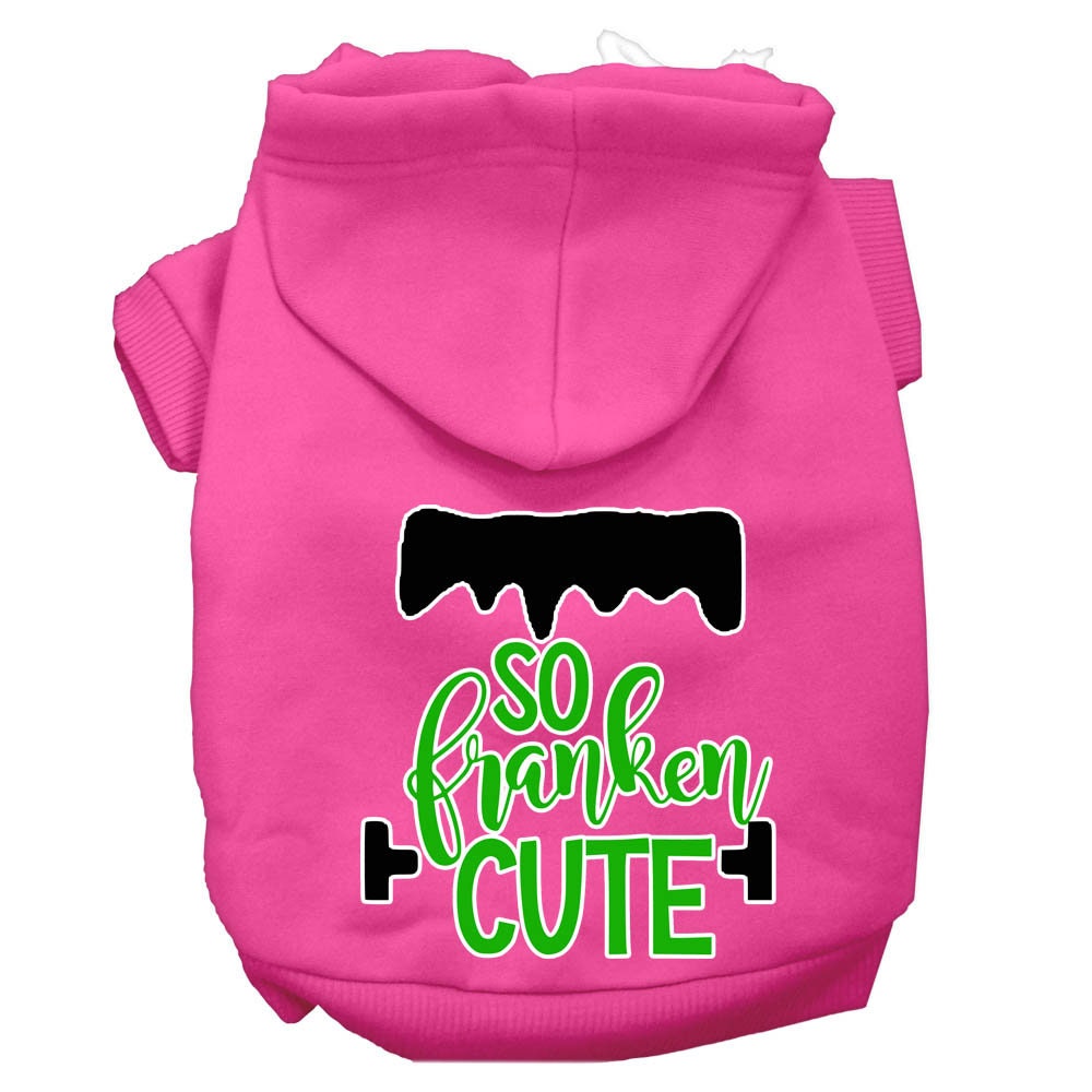 Halloween Pet Hoodie "So Franken Cute" Bright Pink