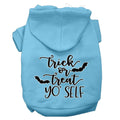 Halloween Pet Hoodie Screen Printed, "Trick Or Treat Yo' Self" Baby Blue