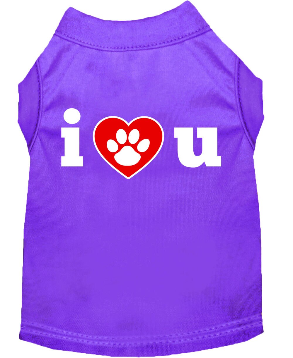 Pet Shirt "I Love You" Purple