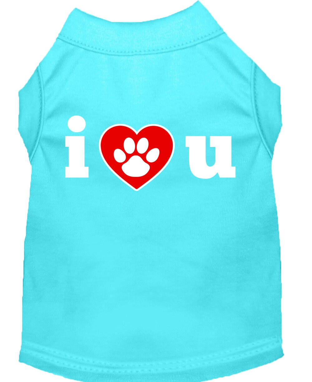 Pet Shirt "I Love You" Aqua