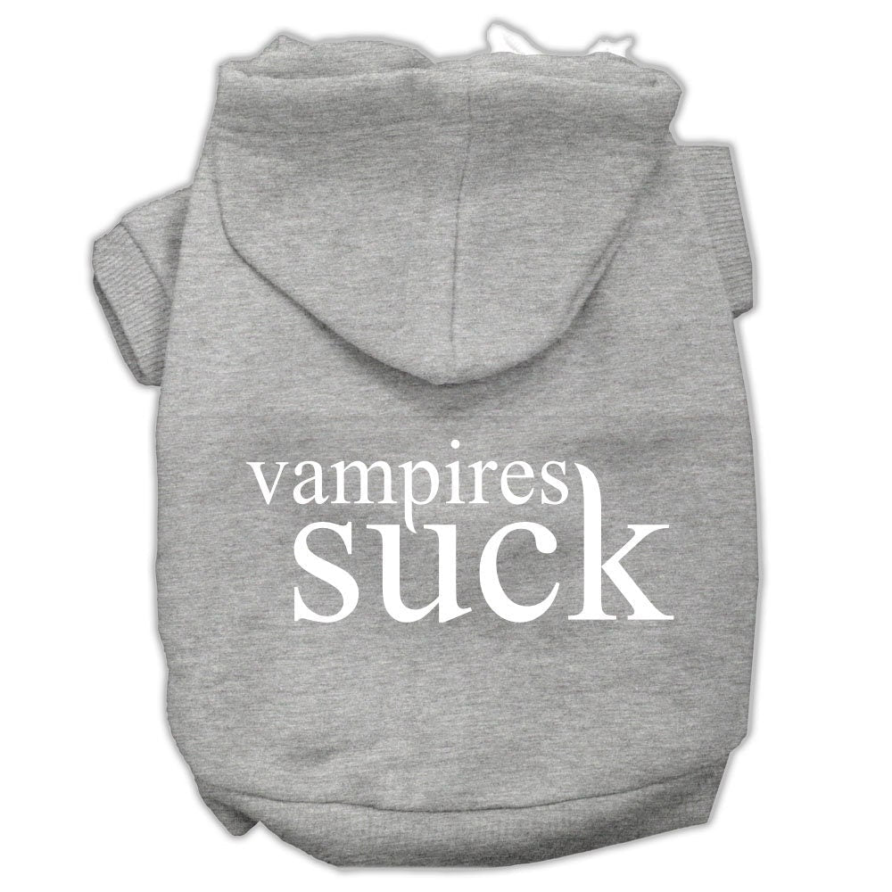 Halloween Pet Hoodie Screen Printed, "Vampires Suck" Grey