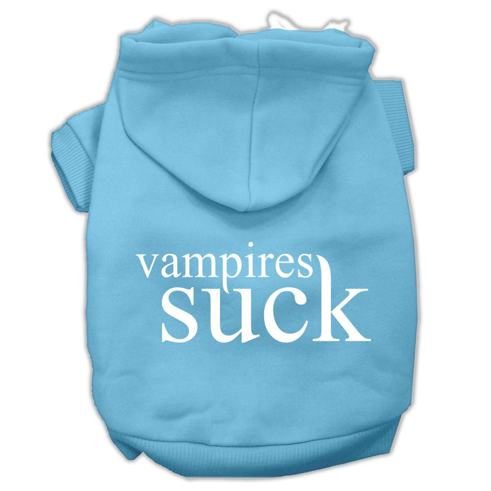 Halloween Pet Hoodie Screen Printed, "Vampires Suck" Baby Blue