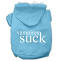 Halloween Pet Hoodie Screen Printed, "Vampires Suck" Baby Blue