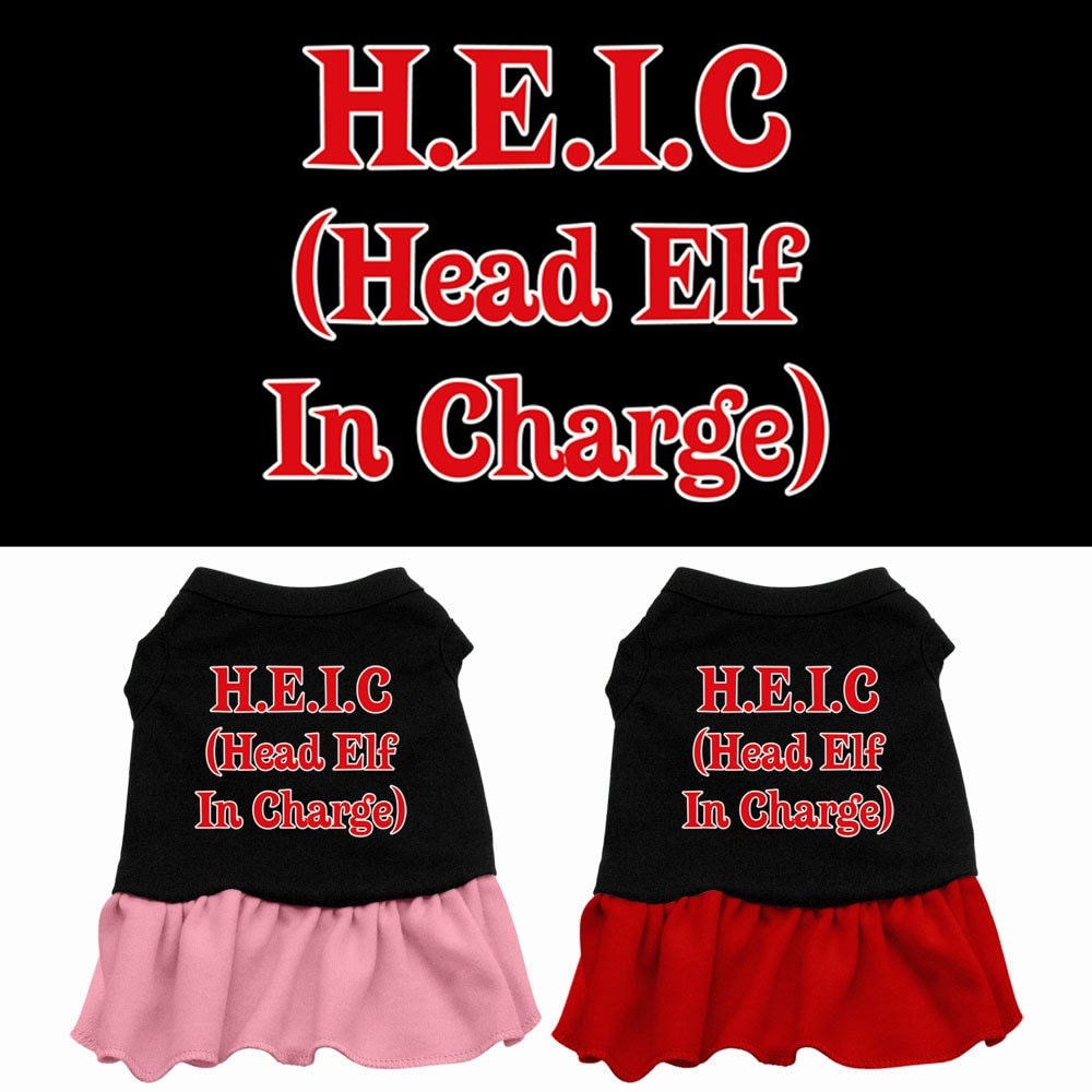 Christmas Pet Dress Screen Printed, "Head Elf In Charge"