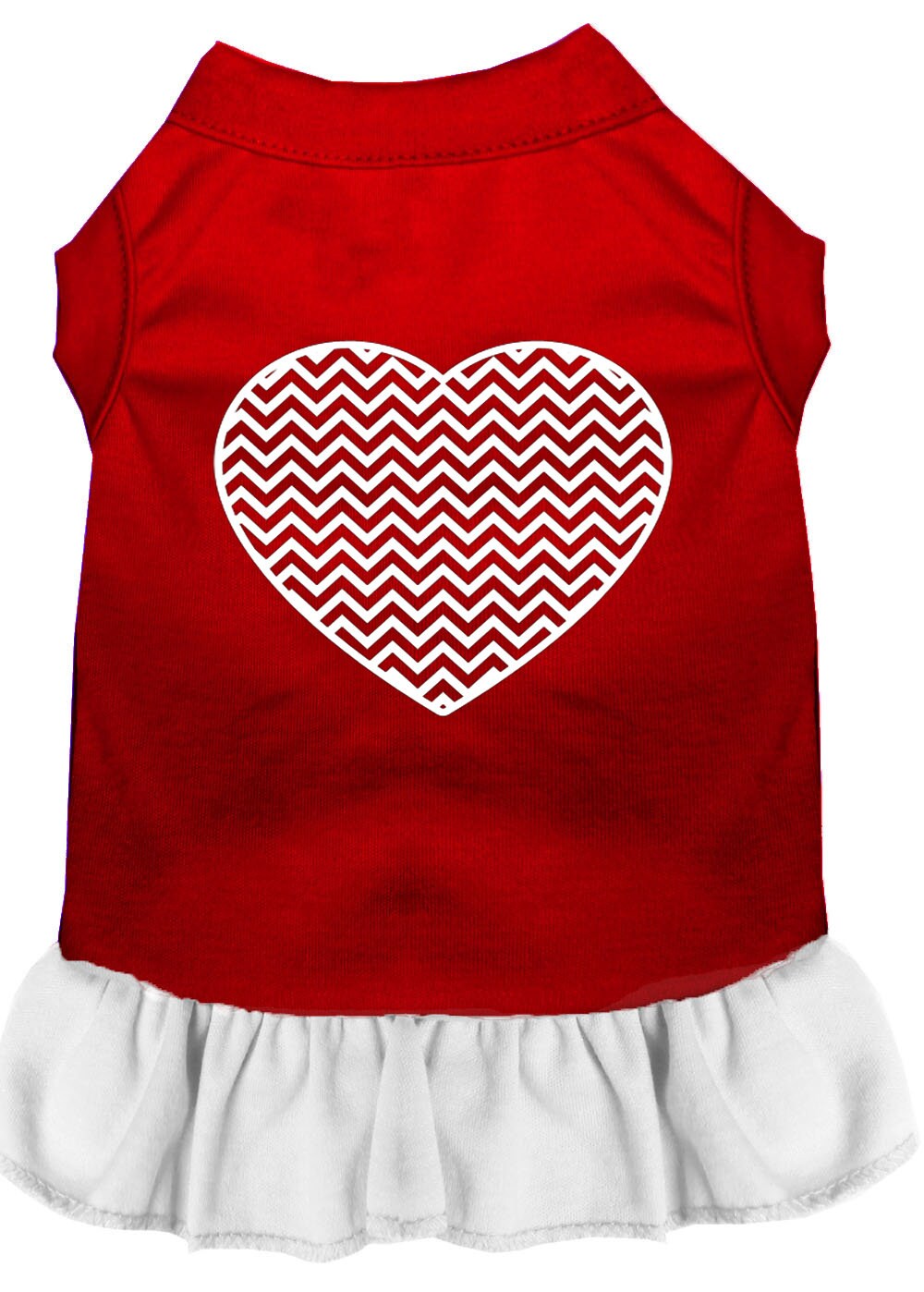 Pet Dress "Chevron Heart" Red W White