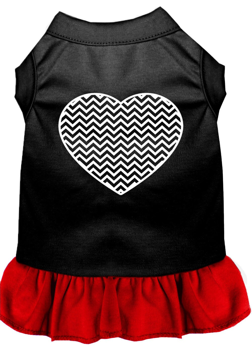 Pet Dress "Chevron Heart" Black W Red