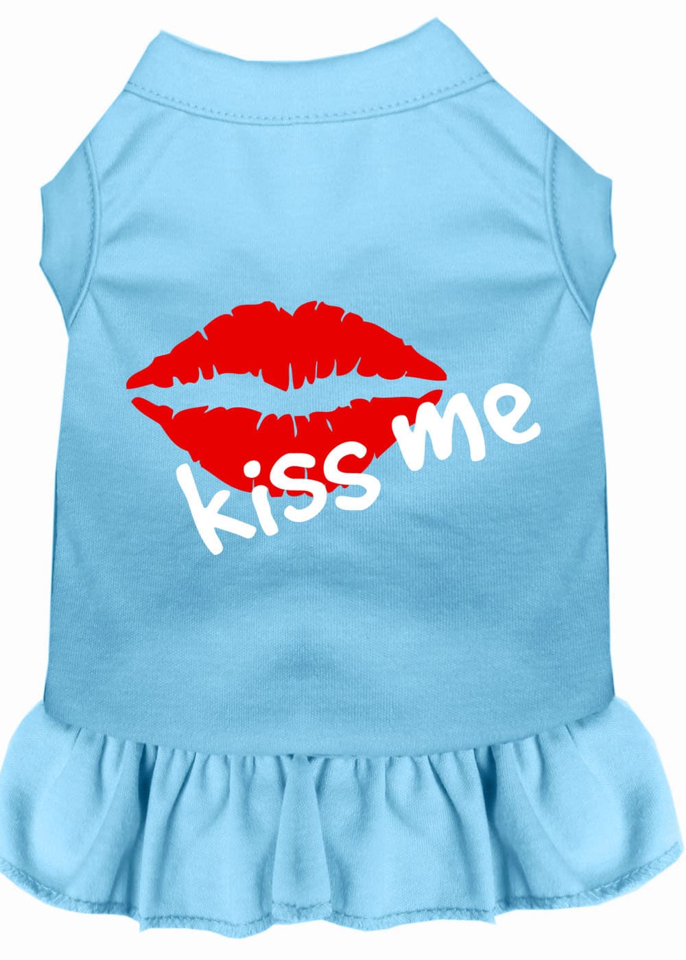 Pet Dress, Screen Printed, "Kiss Me" Baby Blue
