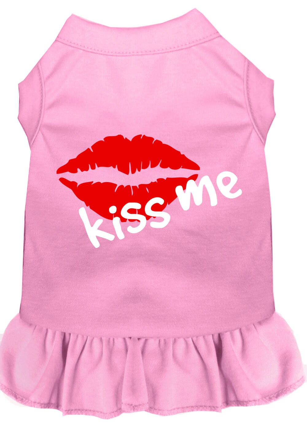 Pet Dress, Screen Printed, "Kiss Me" Light Pink