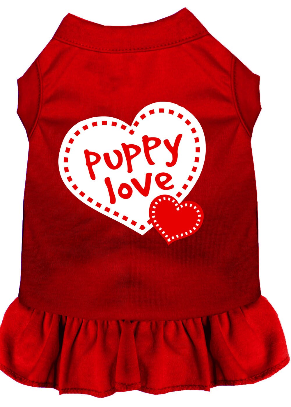 Pet Dress Screen Printed, "Puppy Love" Red