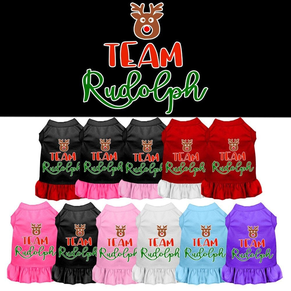 Christmas Pet Dress Screen Printed, "Team Rudolph"