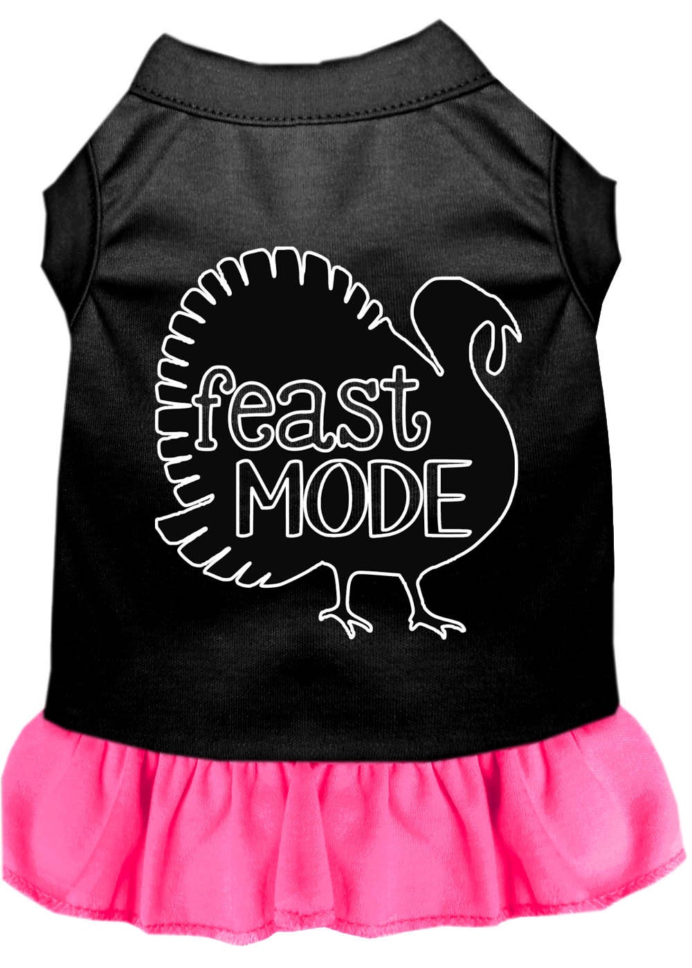 Thanksgiving Pet Dress "Feast Mode" Black W Bright Pink