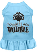 Thanksgiving Pet Dress "Gobble Til You Wobble" Baby Blue