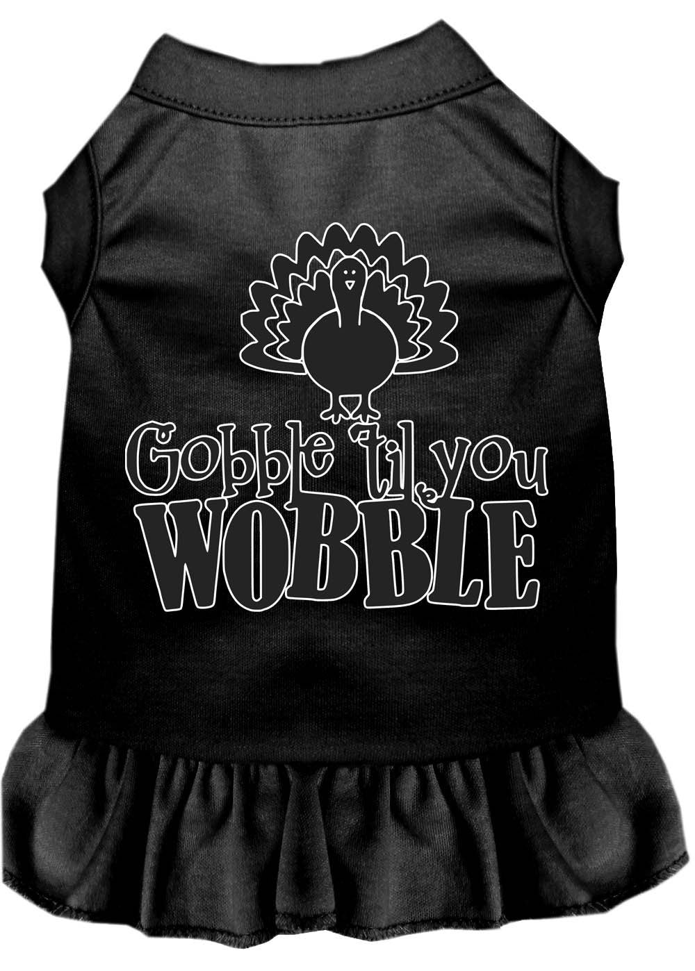 Thanksgiving Pet Dress "Gobble Til You Wobble" Black