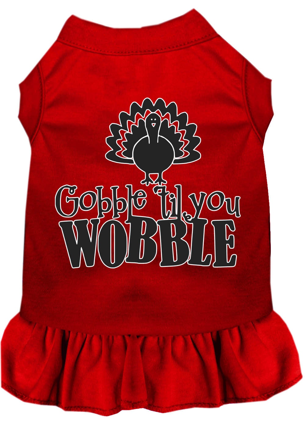 Thanksgiving Pet Dress "Gobble Til You Wobble" Red