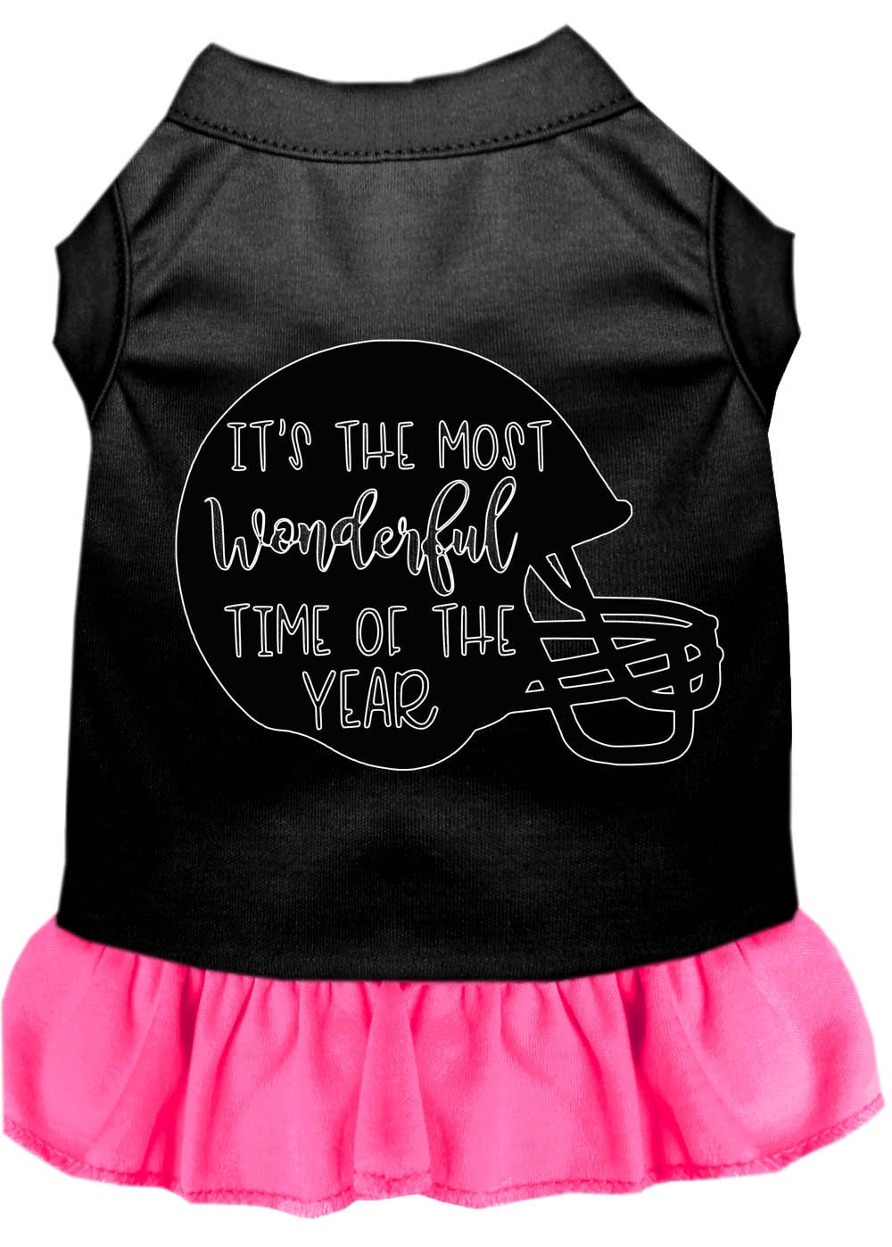 Pet Dress "Most Wonderful Time of the Year (Football)" Black W Bright Pink