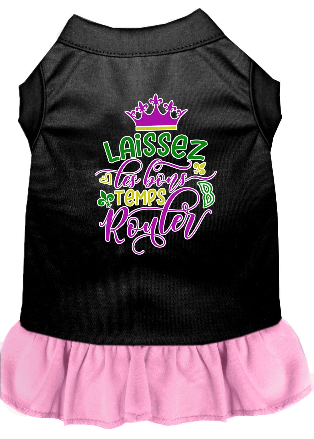 Pet Dress "Laissez Les Bons Temps Rouler" Black W Light Pink