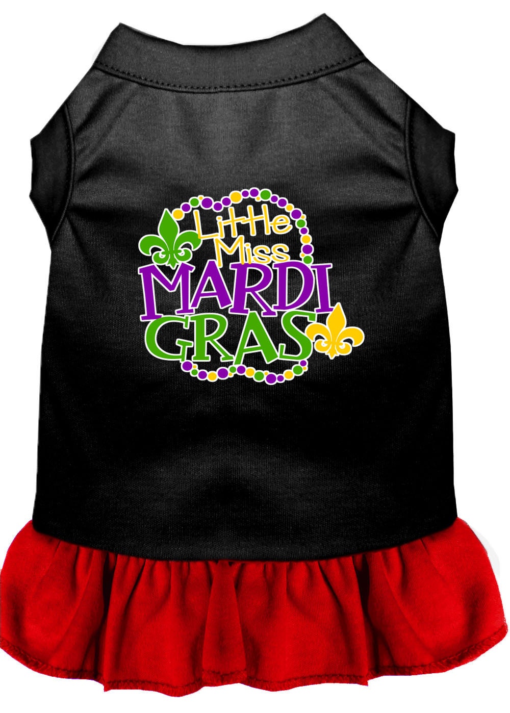 Pet Dress "Little Miss Mardi Gras" Black W Red
