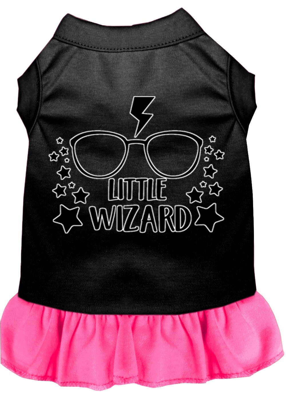Pet Dress "Little Wizard" Black W Bright Pink