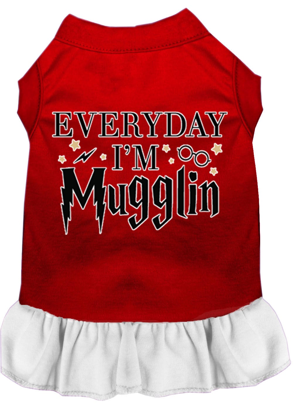 Pet Dress "Everyday I'm Mugglin" Red W White