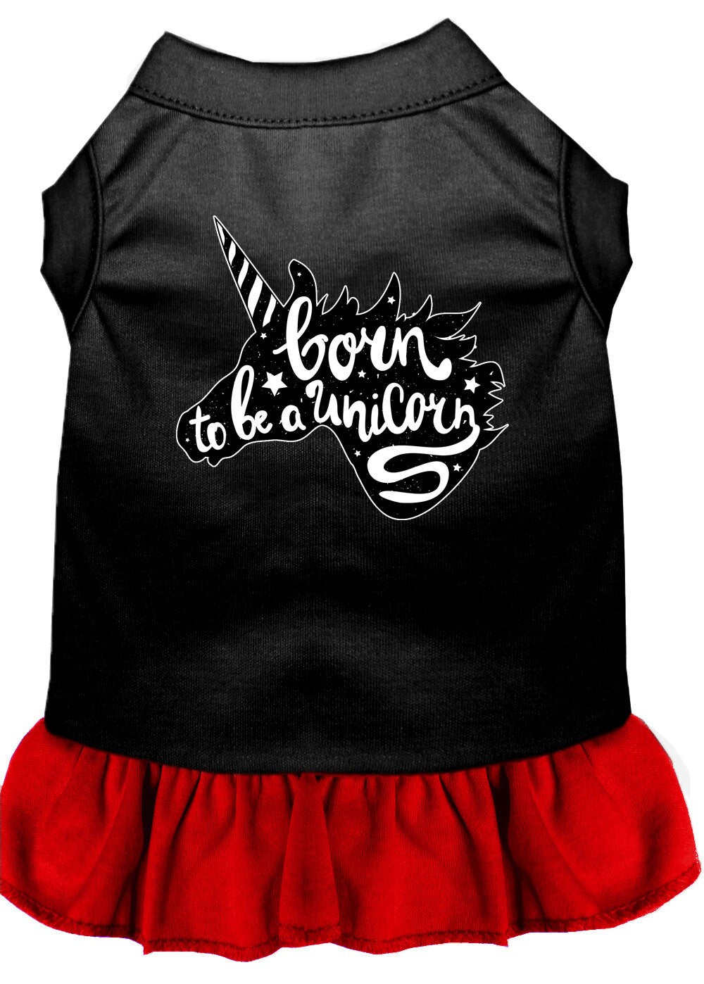Pet Dress "Born To Be A Unicorn" Black W Red