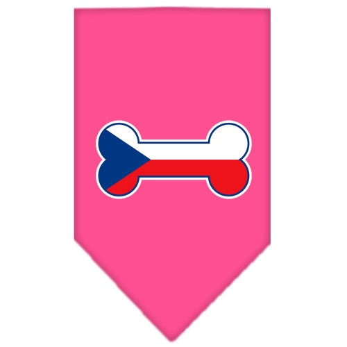 Pet and Dog Bandana Screen Printed, "Bone Shaped Czech Republic Flag"