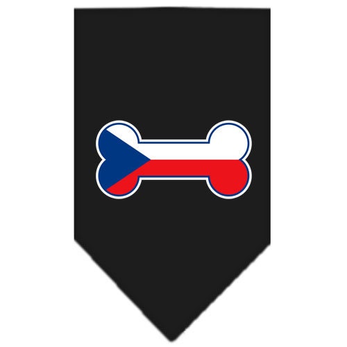 Pet and Dog Bandana Screen Printed, "Bone Shaped Czech Republic Flag"