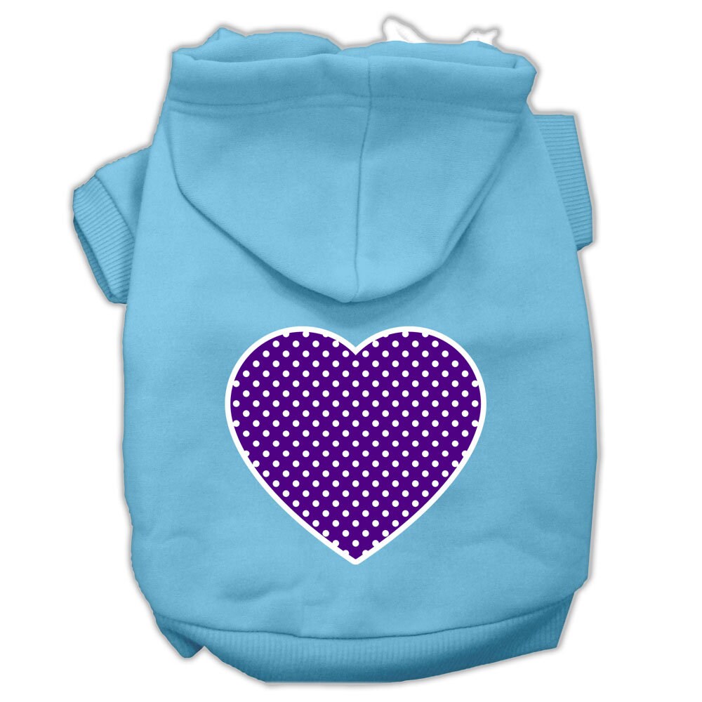 Pet Hoodie "Purple Swiss Dots Heart" Baby Blue