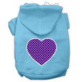 Pet Hoodie "Purple Swiss Dots Heart" Baby Blue