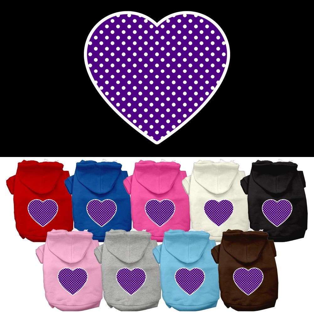Pet Hoodie "Purple Swiss Dots Heart"