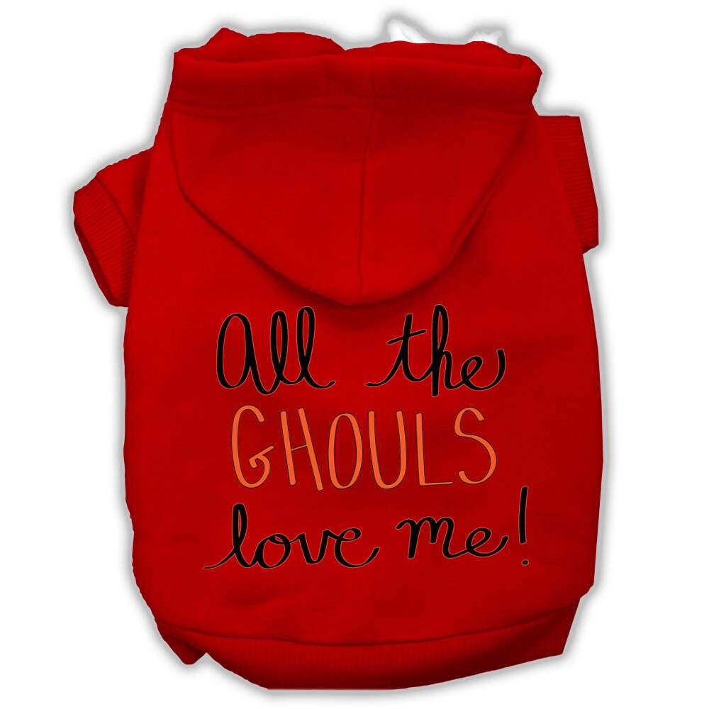 Halloween Pet Hoodie "All The Ghouls Love Me" Red