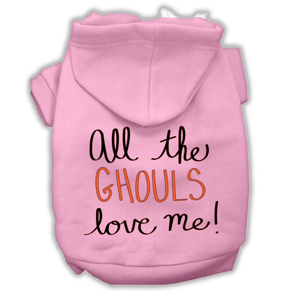 Halloween Pet Hoodie "All The Ghouls Love Me" Light Pink