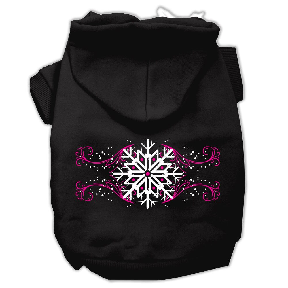 Christmas Pet Hoodie Screen Printed, "Pink Snowflake Swirls"