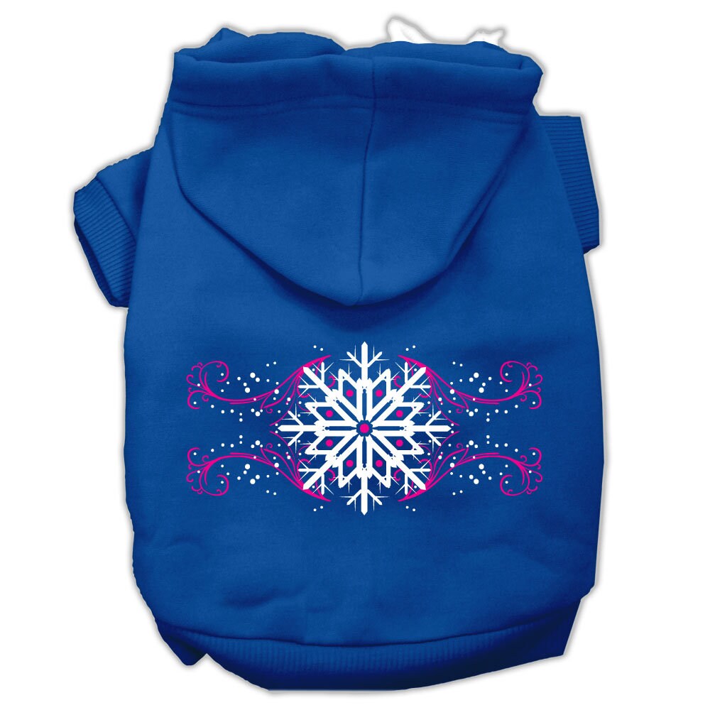 Christmas Pet Hoodie Screen Printed, "Pink Snowflake Swirls"